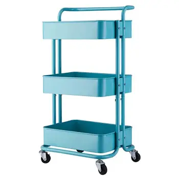 

3-Tier Home Kitchen Storage Utility Cart with Handle Smooth rolling with 4 rubber wheels Kitchen Organizer Home Bathroom Storage