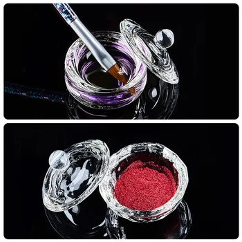 

Acrylic Nail Cup Clear Crystal Manicure Bowl Acrylic Powder Liquid Holder Dappen Dish Nail Art Tool Salon Equipment