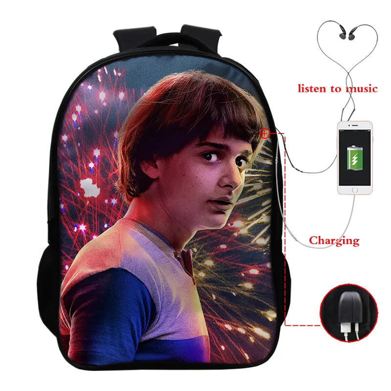 photo colour Usb-кабель для зарядки из сериала очень странные рюкзак для девочек-подростков для учеников, мальчиков и девочек книжная сумка подарок-сюрприз рюкзак детский, школьная сумка, Mochila - Цвет: photo colour