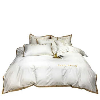 

Solid White Color Bedding Set 100% Cotton Duvet Cover Bedsheet Pillowcases Double Queen Size Bed Linen Silky Quilt Covers King