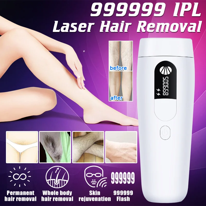 

12V 24W 990000 Pulses Laser IPL Epilator Permanent Ice Feeling Painless Hair Removal Depilator Touch Body Leg Bikini Trimmer