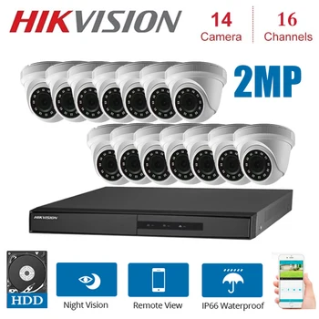 

Hikvision 14Pcs Indoor 2MP 4 in 1 HD Night Vision Camera with16 Channels Surveillance DVR CCTV Security System Kits