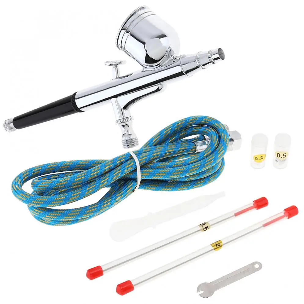 Gravity Dual action Mini 7cc Airbrush Paint Nail Spray Gun Paint Set Art DIY Tool 0.2/0.3/0.5mm