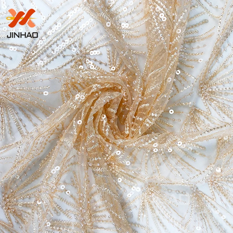 

100% Polyester Tulle Sequin Embroidered Mesh Fabric Nigerian Lace Fabric 2019 High Quality Lace