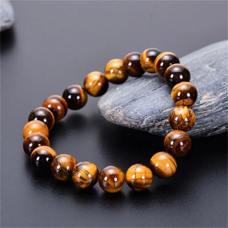 4-20 mm Tiger Eye Bracelet for Men Women Natural Stone Tiger Eye Beads Bracelet Elastic Yoga Chakra Healing Energy Jewelry Gifts