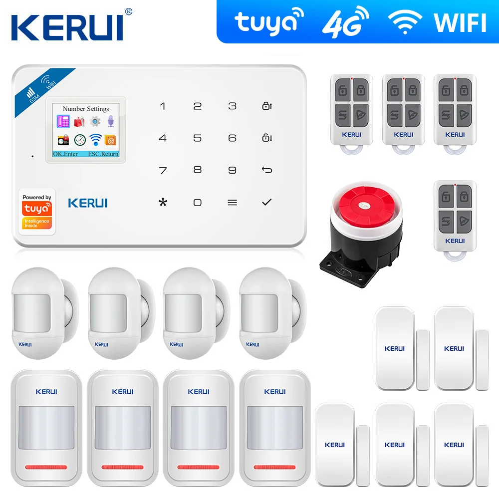 home security keypad KERUI Tuya W181 WIFI GSM Home Burglar Security Alarm System  Wireless 2MP Camera GSM Alarm System sos alert device Alarms & Sensors