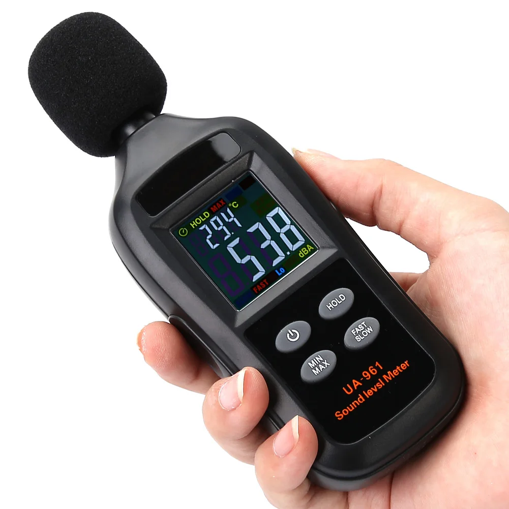 UA961 Black Portable Handheld Digital Sound Level Meter Noise Tester high configuration MCU calculation for factory school |