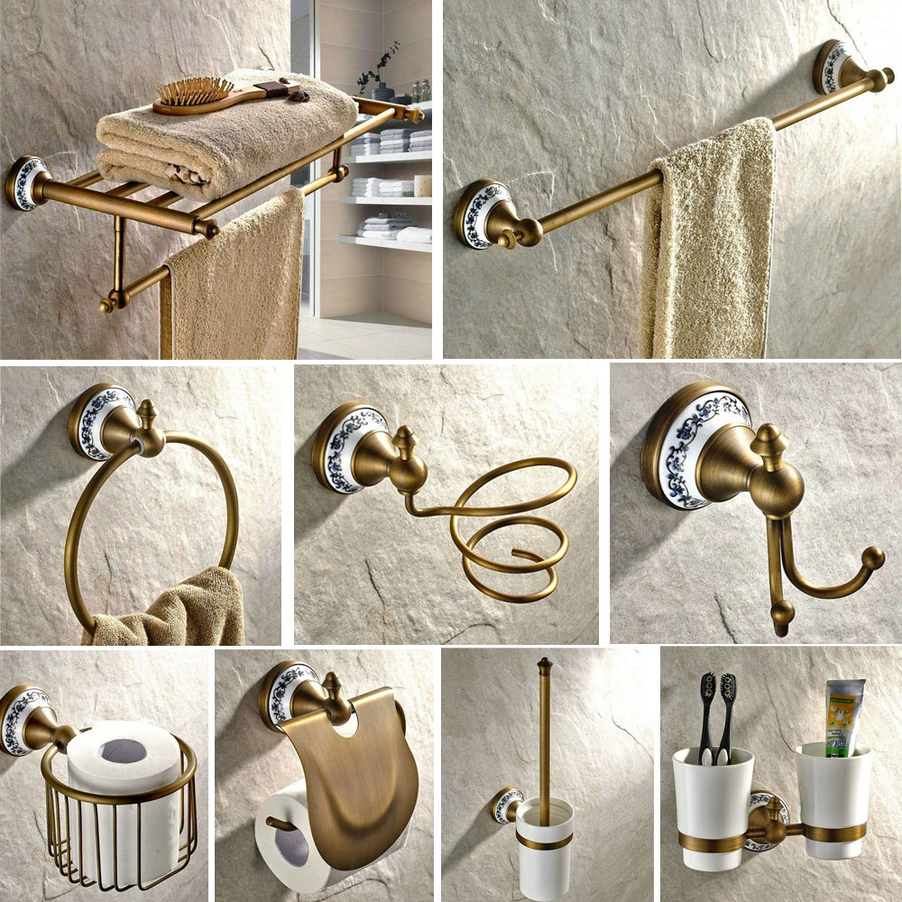 Antique Brass Ceramic Base Wall Mount Bathroom Hardware Sets Towel Bar Robe Hook Soap Dish Paper Holder Bathroom Accessories Bath Hardware Sets Aliexpress