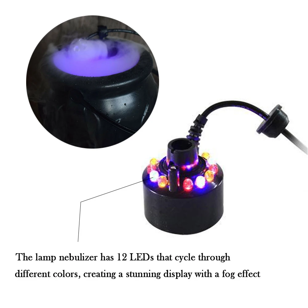 

12LED Smoke Play Party Prop Gift Home Decoration With Light Mist Maker Ornament Machine Fog Halloween Color Changing Garden