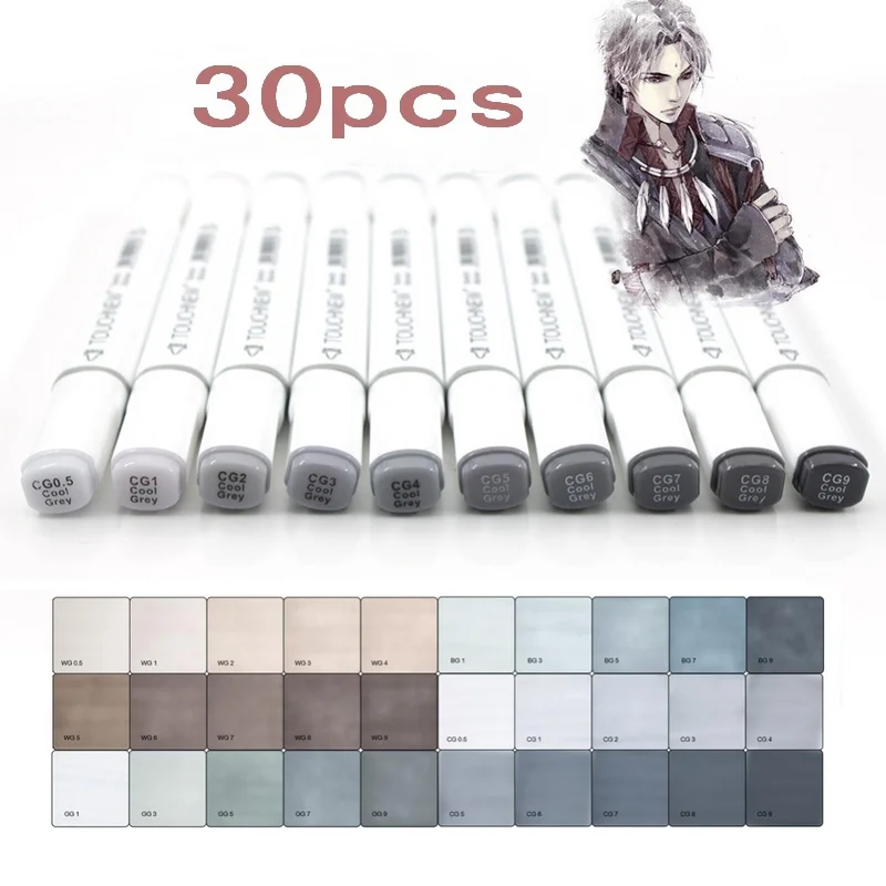 Pen Marker Permanent Marker Pen Permanent Marker Color Marker Pens Markers Pen Marker Pens Art Marker Pens Art Markers Sketching Markers Marker Pen 12/30 Colors Grey Colors Double-Tip Sketch Markers Alcohol Based Ink Tones Art Supplies