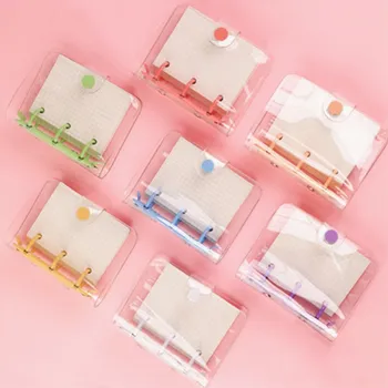 

Mini PVC 3 Hole Loose-leaf Binder Transparent Notebook Schedule Book Planner Office Supplies