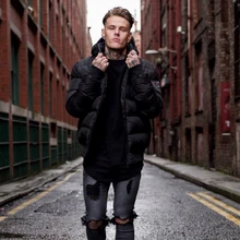 Горячая Распродажа, стеганая ветрозащитная Мужская зимняя новая хлопковая куртка с капюшоном, мужские утолщенные стеганые уличные холодные теплые мужские хлопковые куртки