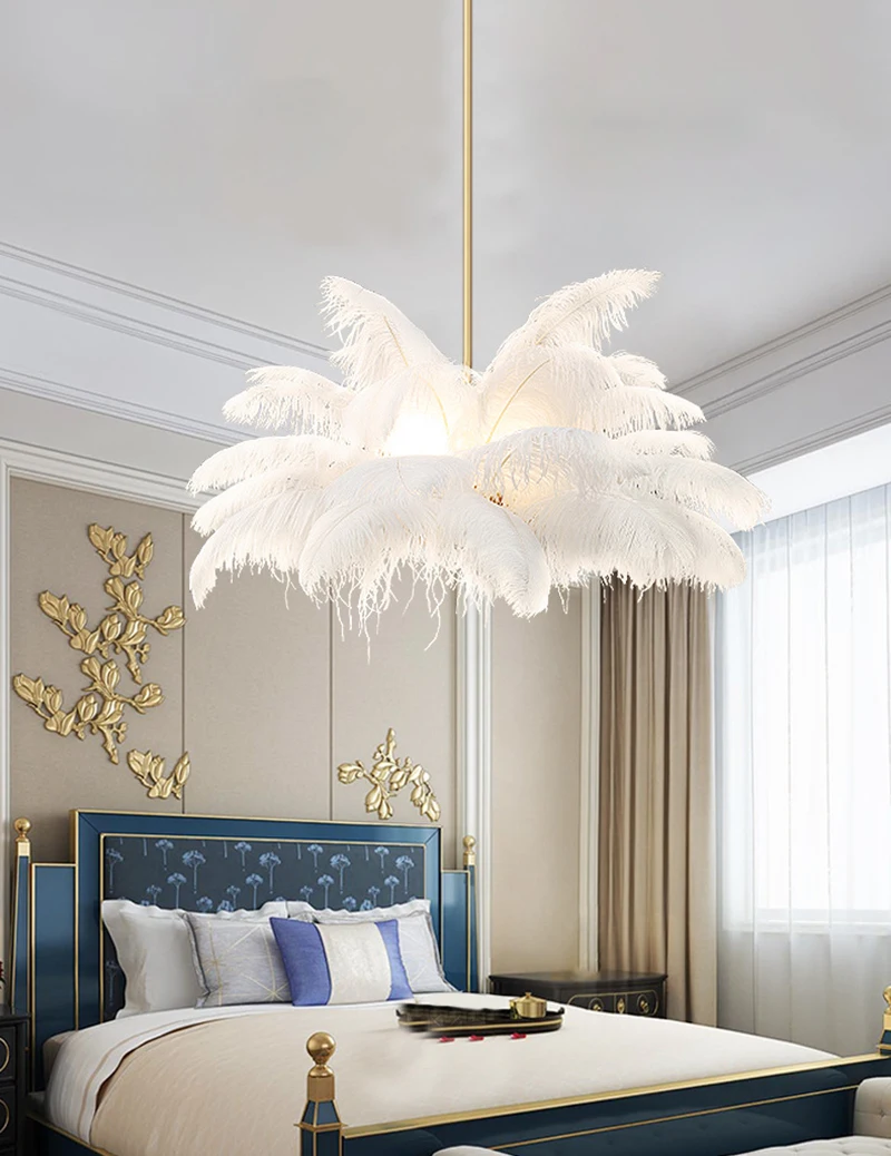 38 шт. страусиное перо люстра освещение люстры романтическая современная люстра для спальни гостиной подвесной светильник
