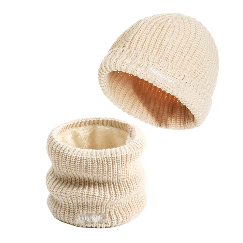 Шарф и шапка унисекс зимний модный вязаный снуд твердые крышки шарф бандана