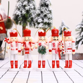 

5pcs Wooden Nutcracker Puppet Zakka Creative Desktop Decoration Christmas Ornaments Drawing Walnuts Soldiers Band Dolls