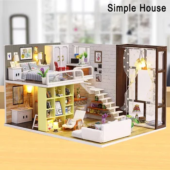 

Dollhouse Miniature with Furniture DIY Mini House Assembly Toy for Birthday Christmas Hot Sales