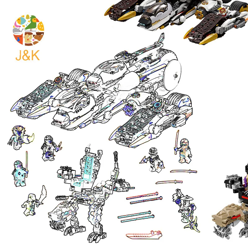 

70595 1135pcs Ninja Series Ultimate Secret Raider 4 In 1 Deform Chariot Building DIY Block Brick Toys For Children 10529 Gift