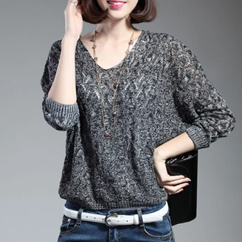 

2020 New Arrive Women Sweaters O Neck Batwing Sleeve Solid Loose Knitted Pullovers 7305