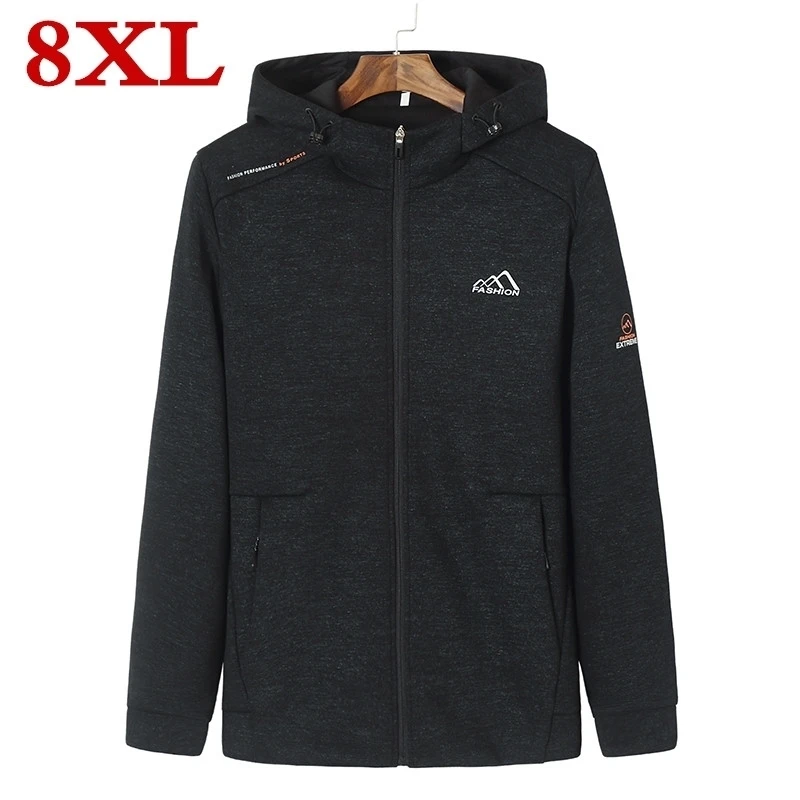 Размера плюс 8XL мужская толстовка с полноразмерной молнией хопковые худди