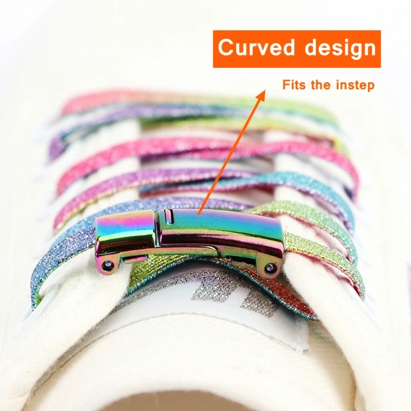 New Rainbow Magnetic Lock Shoelaces Elastic No tie Shoe laces Sneakers Shoelace Kids Adult Lazy Laces One Size Fits All Shoes