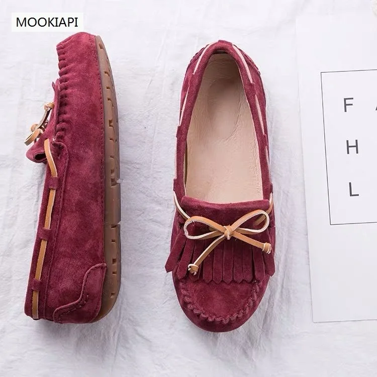 MOOKIAPI Chinese brand high quality women's shoes, 100% leather, classic  women loafers shoes,women flats shoes summer shoes