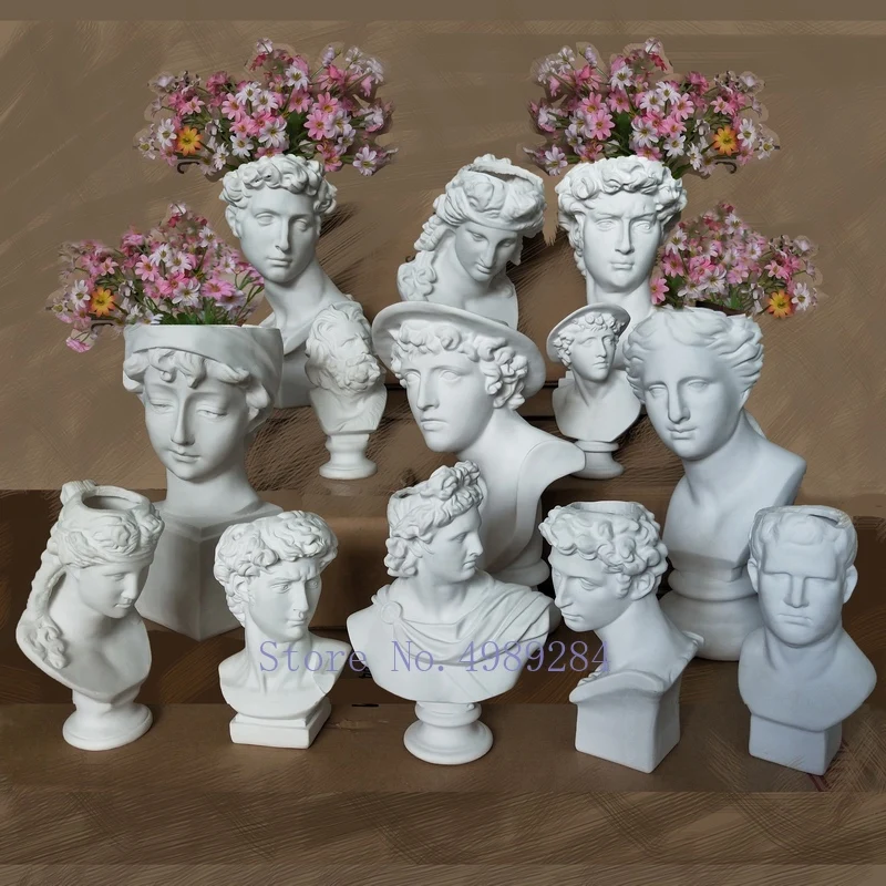 Creative Resin Imitation plaster vase David Sculpture head Flower arrangement accessories Apollo Venus Home Decorations | Дом и сад
