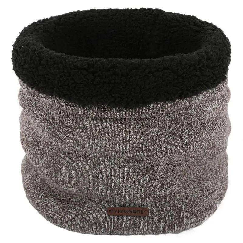 K Hot Men's Knitted Scarf Windproof Winter Neck Warmer Plus Velvet Collar Loop Scarf Double-Layer Infinity Scarf - Цвет: K