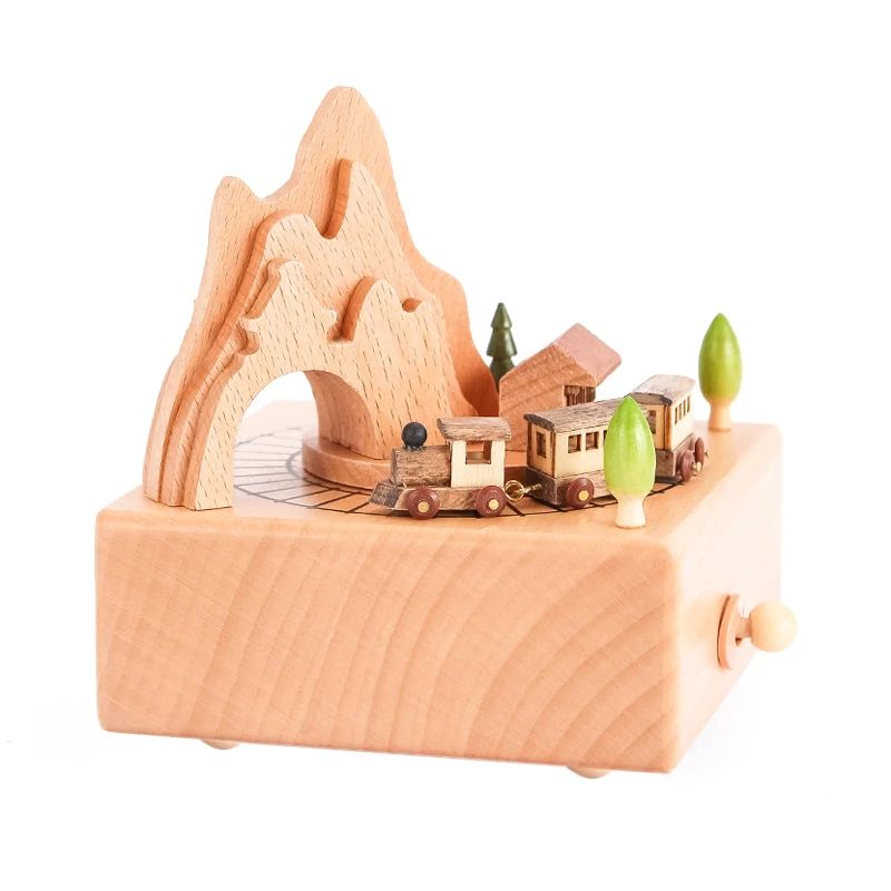 Caja de música con diseño de carrusel, Noria, niña pequeña, regalo de cumpleaños, Decoración Retro de madera para el hogar - 2