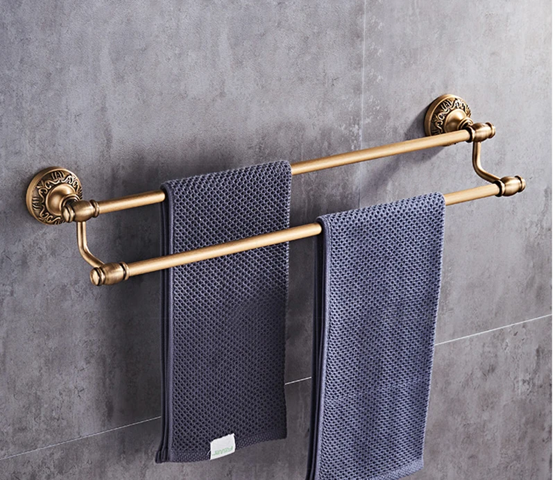 double towel bar Аксессуары для ванной комнаты, вешалка для полотенец, держатель для бумаги, держатель для полотенец, угловая полка, держатель для туалетной щетки, крючок для халата, антикварные аксессуары для ванной комнаты - Цвет: double towel bar