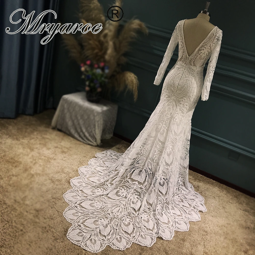 plus size wedding dresses Mryarce Bohemian Mermaid Wedding Dress Bold Lace Long Sleeves Boho Chic Luxury Bridal Gowns mermaid wedding dress