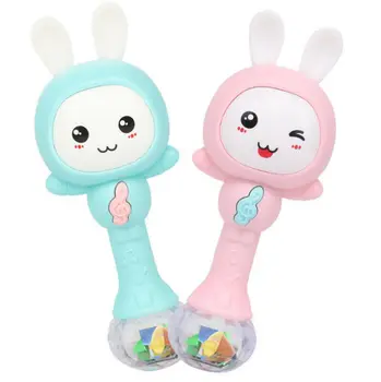 

UK Cute Rabbit Shaped Baby Infants Music Light Shaking Rattle Hand Bell Toy Gift