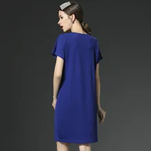 Женское платье Лето стиль плюс размер женское платье жир мм 200 бисер v-образный вырез Дебютант свободный крой стройнящее платье