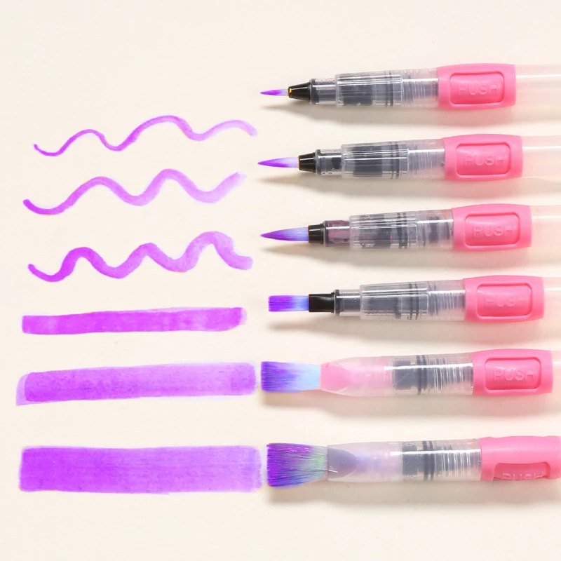 Billige 6Pcs Wasser Pinsel Aquarell Pinsel Set Große Kapazität Weichen Aquarell Malerei Pinsel Stift Für Anfänger Zeichnung Kunst Liefert
