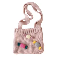 Детская сумка; модная милая мягкая сумка яркого дизайна; сумки через плечо для девочек; вязаные сумки через плечо для девочек