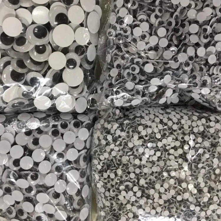 DIY Wiggly Googly Eyes Black White Self-Adhesive Doll Eye Movable Simulation Animal Eyeball Kindergarten Children Craft Supplies
