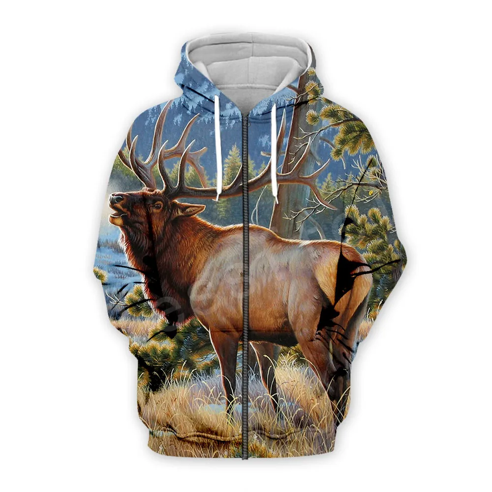 zip Tessffel животных дикий Олень Охота Hunter пуловер спортивный костюм унисекс Повседневное MenWomen 3dprint застежки-молнии/кофты/толстовки/куртка S-9 - Цвет: zip