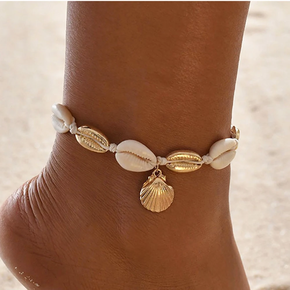 

Summer Sea Shell Anklet Ankle Bracelets for Women Charms Scallop Seashell Anklet Bracelet on the Leg Female Chain on Foot