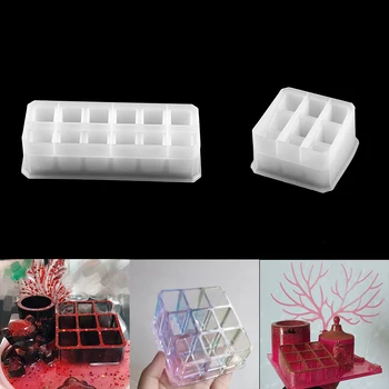 

1pcs Square Rectangle DIY Lipstick Storage Box Epoxy Resin Transparent Silicone Molds For DIV Jewelry Findings Making Tools