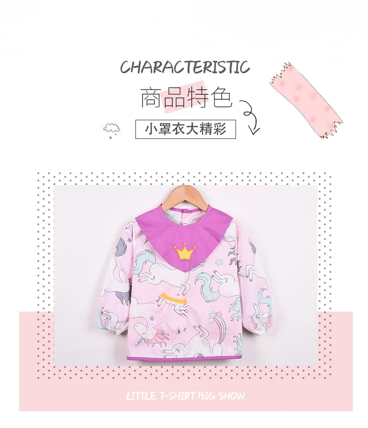 Baby Bandana Bibs Cute Cartoon Baby Bibs Waterproof Infant Children Drawing Long Sleeve Apron Baby Self Feeding Bib