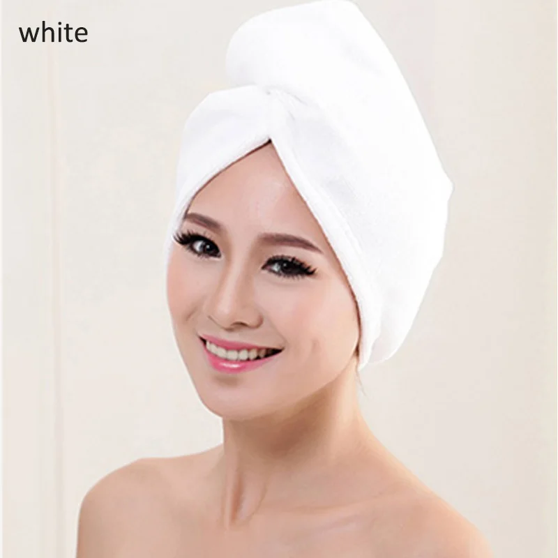white 60x20cm 2 размера банное полотенце 1 шт утолщенная быстросохнущая шапочка для душа для волос Дамский тюрбан супер абсорбент переносная сухая шапка для волос - Цвет: white 60x20cm