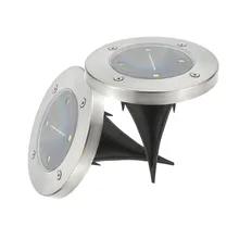 New Style Solar 4LED Lawn Lamp Circle Stainless Steel Waterproof Underground Lamp LED Garden Lights Garden Lamp