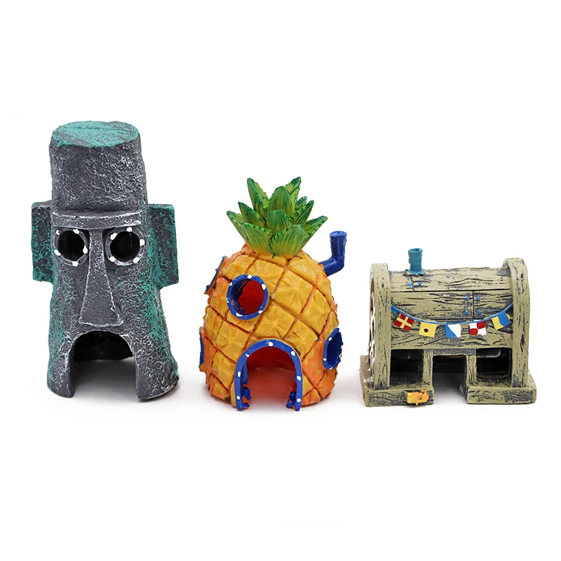 Fish Tank Aquarium Decoration Cartoon House for Fish Tank Pineapple House Home Ornaments Aquarium Accessories Fish