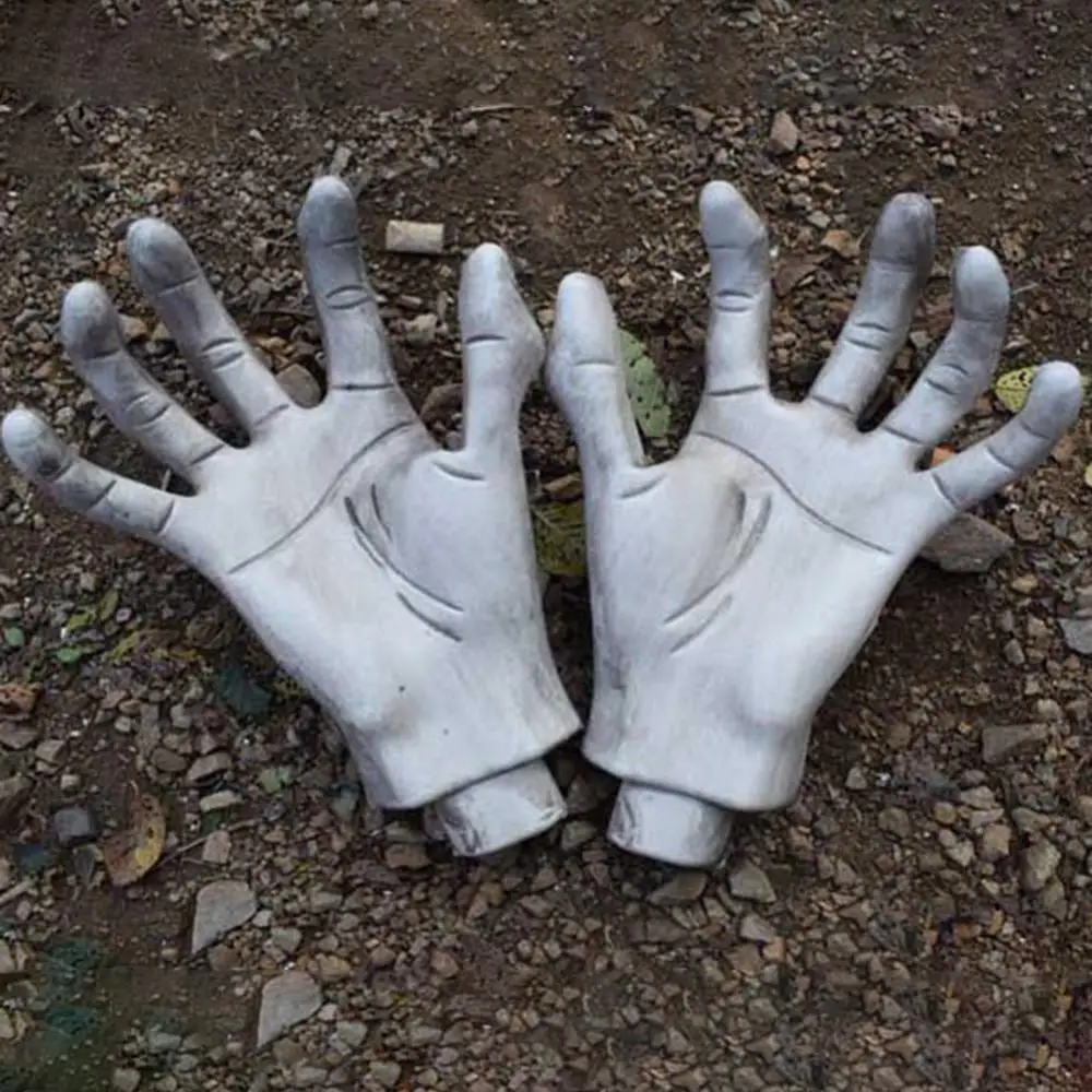 Halloween Fake Hand Decoration Artificial Haunted House Decor Skeleton Hands Plastic Human Bone Zombie Party Prop 2pcs | Дом и сад