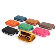 

Small Genuine Leather Wallet Women's Short Zipper Card Holder Fashion Hollow Coin Bag Multi-Functional Versatile Bag Card Holder
