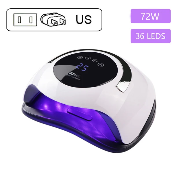 SUN BQ 5T US Plug SUN BQ 5T 72W Высокая Мощность Сушилка для ногтей быстрая отверждение скорость гель-светильник для ногтей Светодиодный УФ-лампы для всех видов гель с таймером умный датчик - Цвет: SUN BQ 5T US Plug