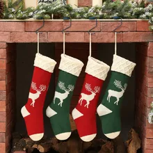 Красный Рождественский олень Рождественское дерево вязаные чулки модные кружевные однотонные гольфы женские хлопковые теплые носки calcetas mujer femme# T