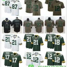 Сшитые мужские футболки Green Bay Aaron Rodgers Davante Adams Clay Matthews Randall Cobb Ha Clinton-Dix Brett Favre