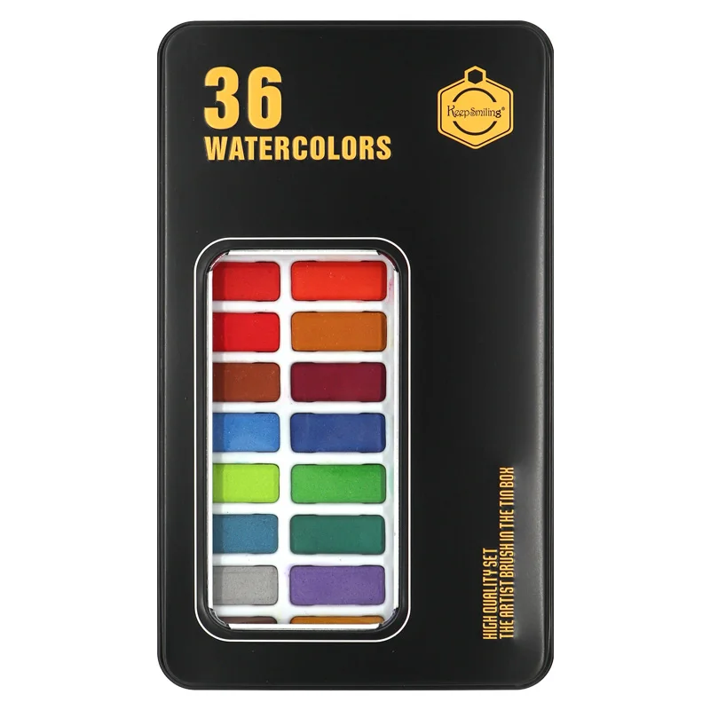 36Color-Black 12/18/24/36 Цвет водонепроницаемого материала; Водонепроницаемая Цвет s для картины художника для рисования водой Цвет краски комплект, принадлежности для живописи - Цвет: 36Color-Black