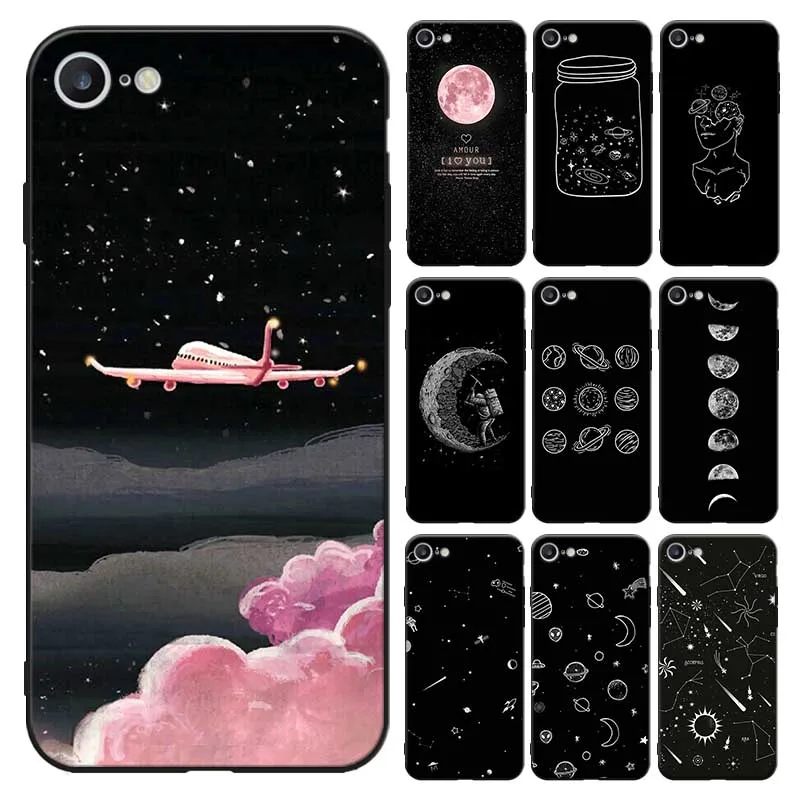 For iPhone 11 11pro pro max X XS MAX XR 7 8 6 6S plus 5S SE Soft silicone Cover Phone Case sky Space planet Stars | Мобильные