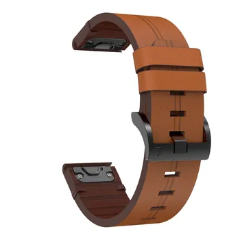 

21.5mm Watchband Strap For Garmin Fenix 6 Watch Quick Release Leather Easy Fit Wrist Band Strap Smart Watch Accessories Brown